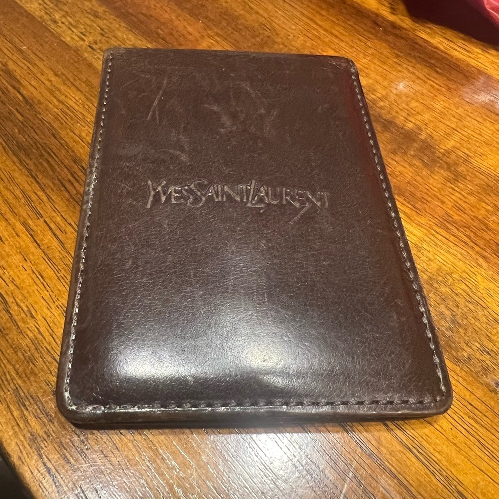 Vintage Yves Saint Laurent Dark Brown Leather Card Holder
